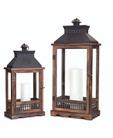 Slickblue Ornate Wood And Metal Lantern (Set of 2)