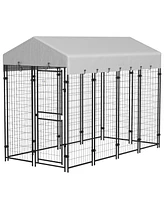 PawHut 7.8' x 6' Outdoor Dog Kennel with Waterproof Canopy, Large Door