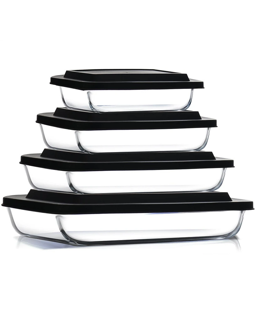 Clara Clark -Pack Glass Containers with Leakproof Lids, Casserole Dish Lasagna Pan - Oven