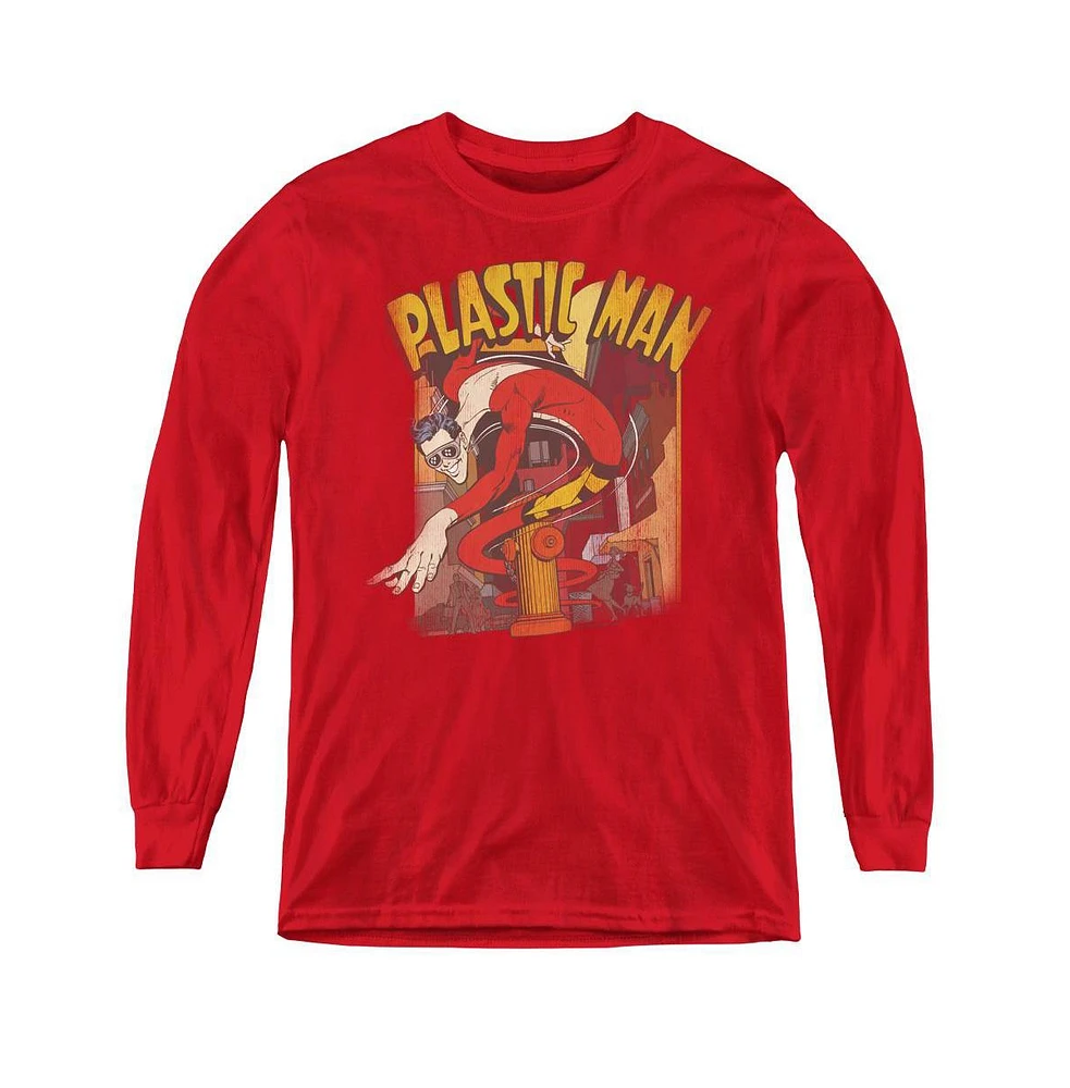 Dc Comics Boys Youth Plastic Man Street Long Sleeve Sweatshirts