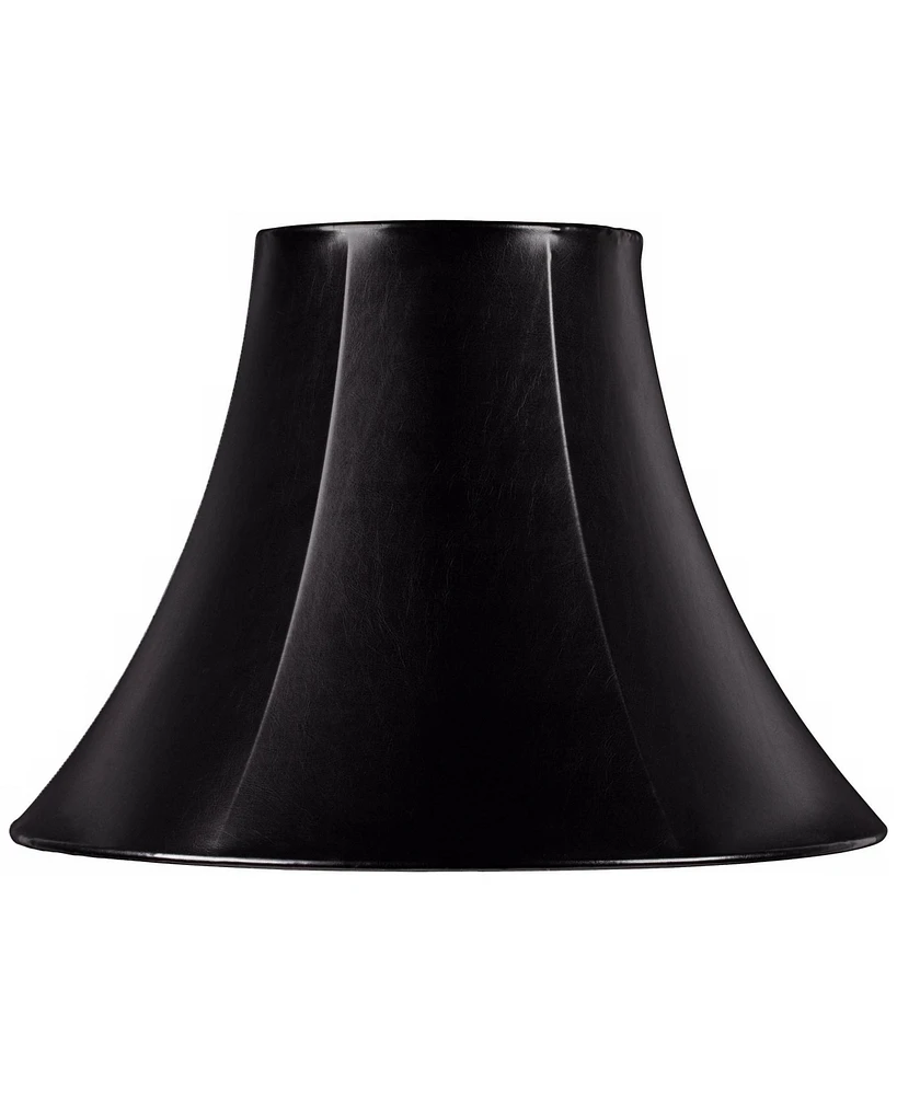 Springcrest Black Faux Leatherette Natural Cottage Medium Bell Lamp Shade 7" Top x 16" Bottom x 12" Slant x 11.5" High (Spider) Replacement with Harp