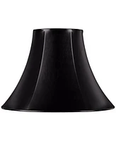 Springcrest Black Faux Leatherette Natural Cottage Medium Bell Lamp Shade 7" Top x 16" Bottom x 12" Slant x 11.5" High (Spider) Replacement with Harp