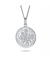 Bling Jewelry Royal Special Coin Disc Round Circle Medallion Pendant 1957 Special Queen Elizabeth Coin Necklace For Women Sterling Silver