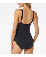 Gabar Women's V-Neck One Piece Swimsuit, Water Garden