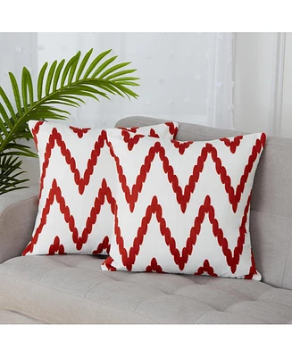 Caromio 2Pcs Chevron Embroidered Decorative Throw Pillow Covers 20" x 20"