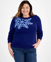 Style & Co Plus Size Whimsy Graphic Crewneck Sweater, Created for Macy's