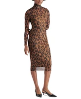 Steve Madden Women's Vivienne Leopard-Print Mesh Midi Dress