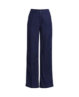 Lands' End Women's High Rise Wide Leg Linen Pleated Pants