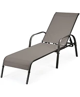 Costway 2PCS Outdoor Patio Lounge Chair Chaise Fabric Adjustable Reclining