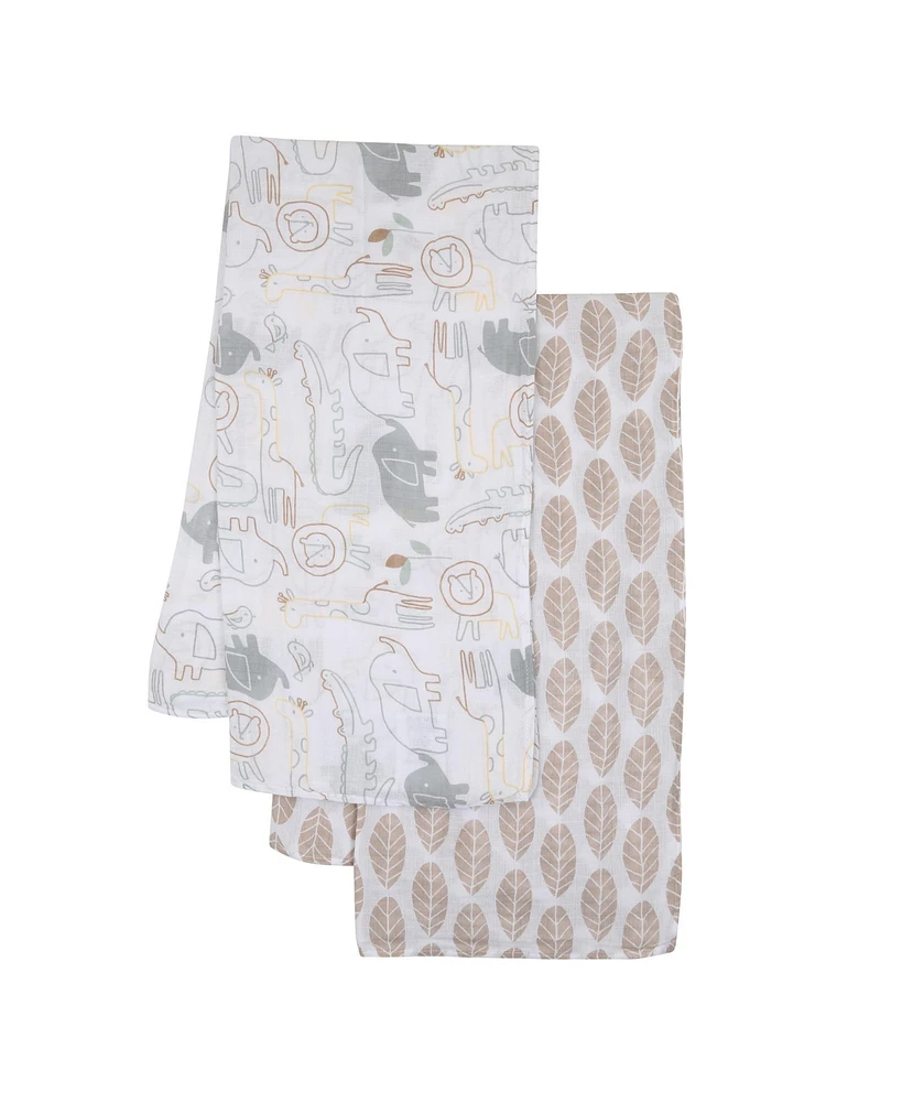 Lambs & Ivy Jungle Story 100% Cotton Muslin Safari Swaddle Blankets - 2 Pack