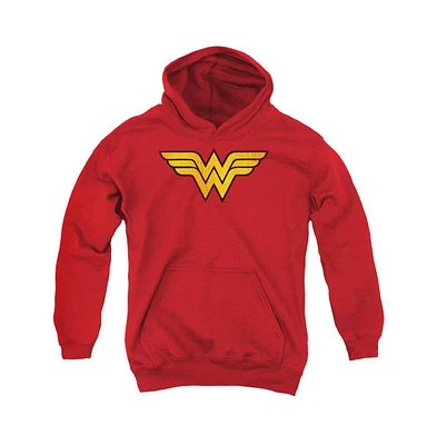 Dc Comics Boys Youth Wonder Woman Logo Dist Pull Over Hoodie / Hooded Sweatshirt