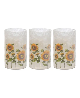 Slickblue Glass Sunflower Candle Holder (Set of 3)