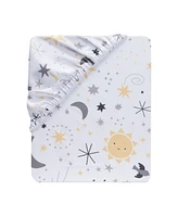 Bedtime Originals Little Star White Celestial Microfiber Baby Fitted Crib Sheet