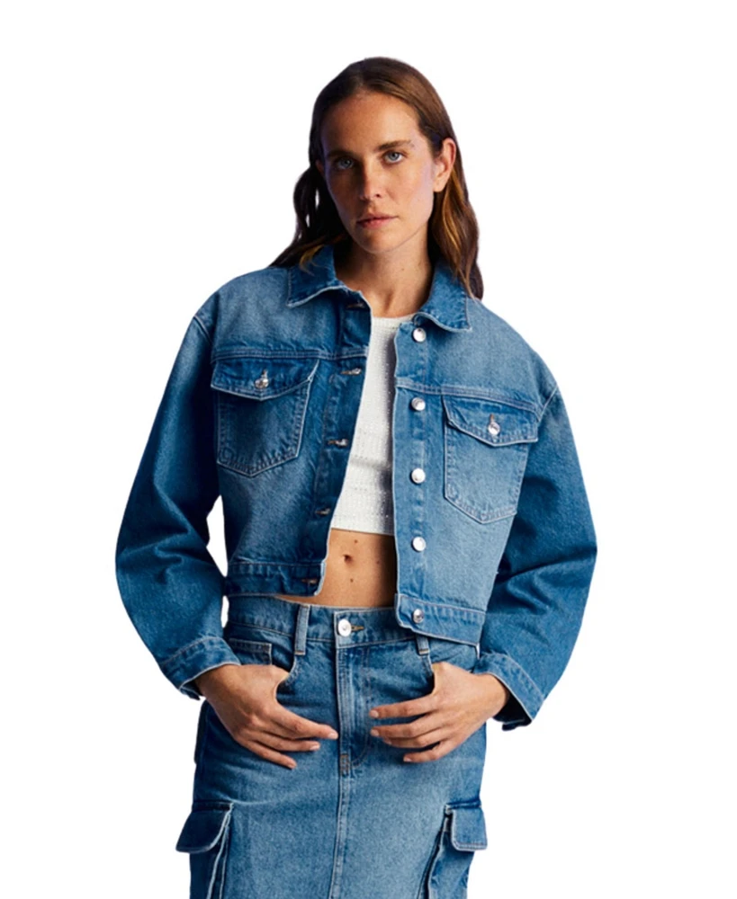 Nocturne Women's Denim Jacket with Stone Embroidery