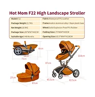 Hotmom Boys Baby Stroller: Height-Adjustable Seat and Reclining Baby Carriage with Four-Wheel Shock Absorption, Bidirectional, Elevated View, Stylish