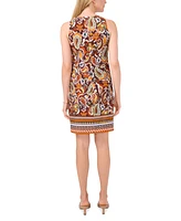 Msk Petite Printed Round-Neck Sleeveless Shift Dress