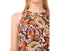 Msk Petite Printed Round-Neck Sleeveless Shift Dress