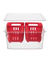Oggi 8.75" x 6.75" x 3.75" Berry Container for Fridge - Double Colander Basket