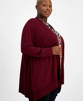 Kasper Plus Size Long-Sleeve Open-Front Cardigan