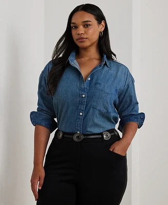 Lauren Ralph Plus Relaxed-Fit Denim Shirt