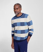 Club Room Men's Textured Check Merino Crewneck Sweater, Created for Macy's