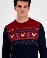 Club Room Men's Fox-Pattern Merino Crewneck Sweater, Created for Macy's