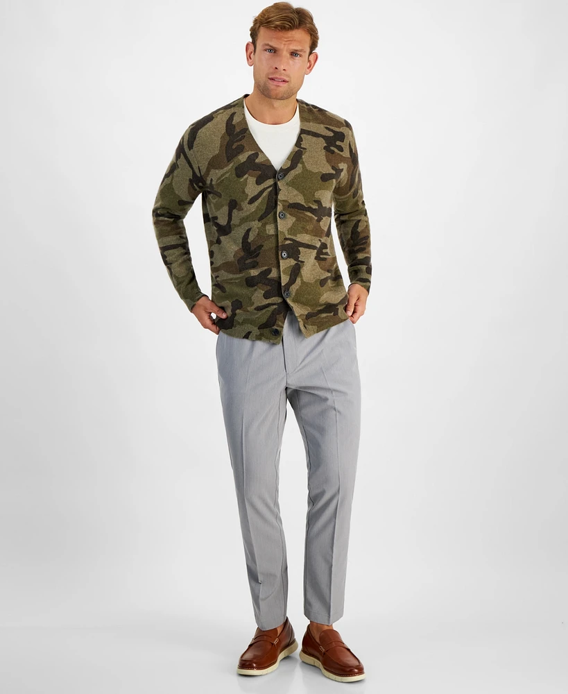 Club Room Men's Camo V-Neck Cashmere Cardigan Sweater, Created for Macy's
