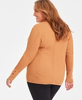 Jm Collection Plus Size Variegated-Rib Turtleneck Sweater, Created for Macy's