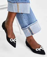 On 34th Women's Millee Embellished Bow Pointed-Toe Flats, Created for Macy's