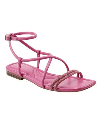 Marc Fisher Women's Lakity Strappy Square Toe Flat Sandals