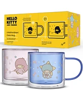 JoyJolt Hello Kitty and Friends LittleTwinStars Double Wall Coffee Mugs, Set of 2