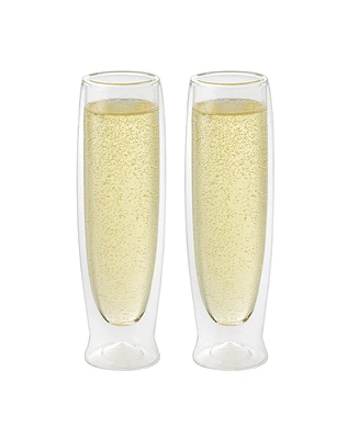 Oggi Set of 2, 6oz Double Wall Insulated Champagne Flutes