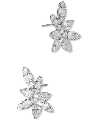 Eliot Danori Rhodium-Plated Cubic Zirconia Cluster Stud Earrings, Created for Macy's