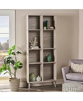 Stylish Faux Wood Bookcase with Grey Oak Finish