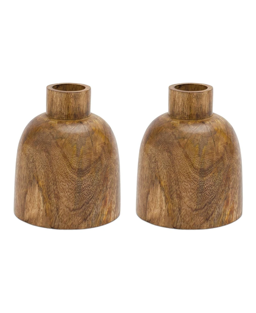 Slickblue Mango Wood Bottle Vase Set Elegant and Functional Home Decor