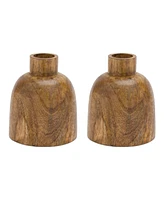 Slickblue Mango Wood Bottle Vase Set Elegant and Functional Home Decor