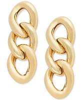 Polished Large Curb Link Drop Earrings in 10k Gold