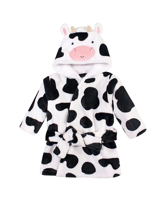 Hudson Baby Baby Boys Unisex Plush Animal Face Bathrobe, Cow, 0-9 Months