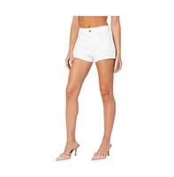 Edikted Women's Bow pocket washed denim shorts