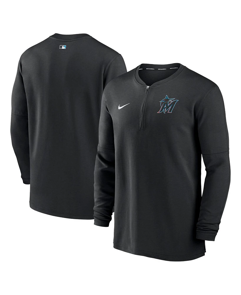 Nike Men's Black Miami Marlins Authentic Collection Game Time Performance Quarter-Zip Top