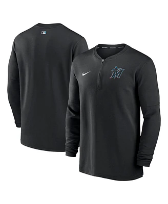 Nike Men's Black Miami Marlins Authentic Collection Game Time Performance Quarter-Zip Top