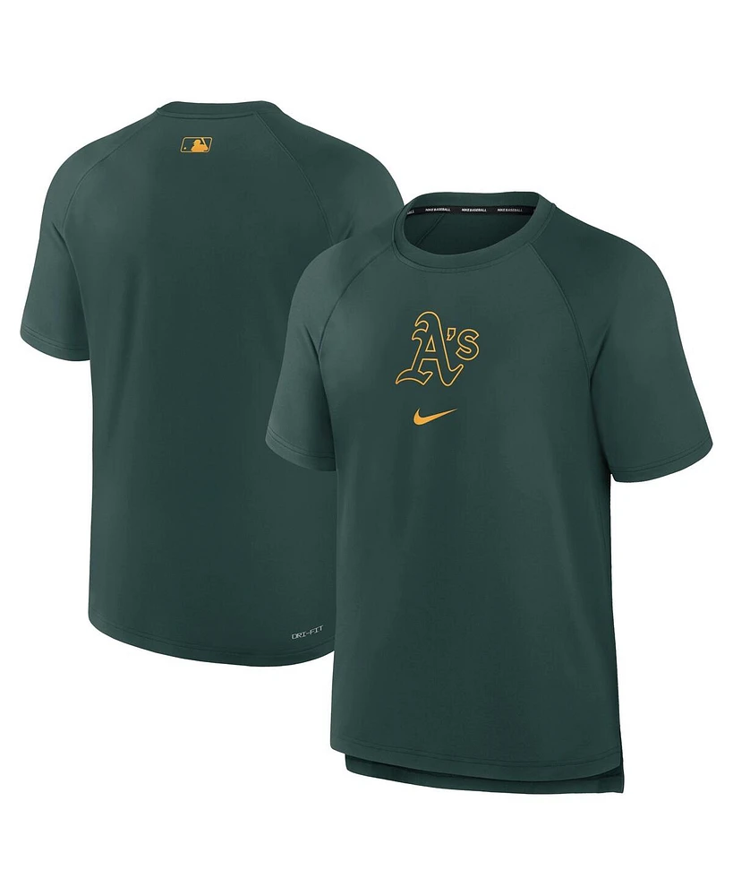 Nike Men's Green Oakland Athletics Authentic Collection Pregame Raglan Performance T-Shirt