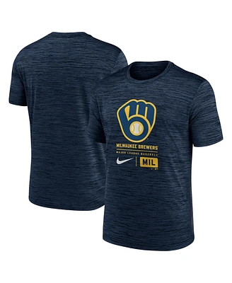 Nike Men's Navy Milwaukee Brewers Large Logo Velocity T-Shirt