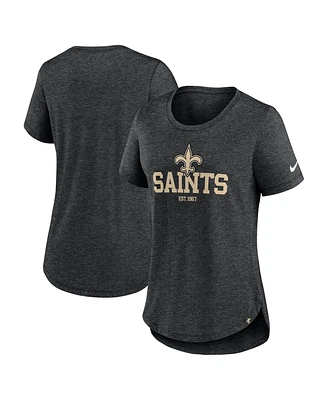 Nike Women's Heather Black New Orleans Saints Fashion Tri-Blend T-Shirt