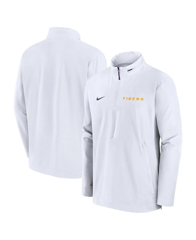 Nike Men's White Lsu Tigers Sideline Coaches Quarter-Zip Jacket