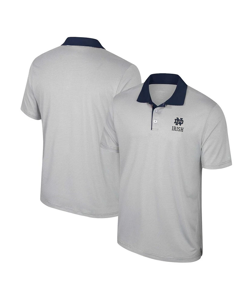 Colosseum Men's Gray Notre Dame Fighting Irish Tuck Striped Polo