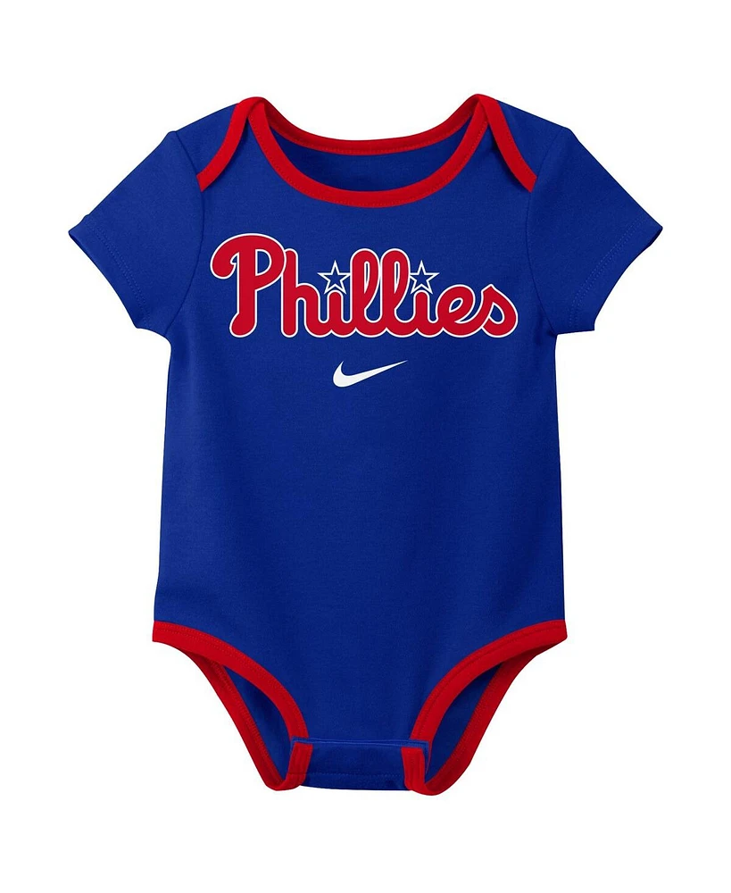 Nike Baby Boys and Girls Philadelphia Phillies Authentic Collection Three-Pack Bodysuit Set