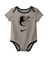 Nike Baby Boys and Girls Baltimore Orioles Authentic Collection Three-Pack Bodysuit Set