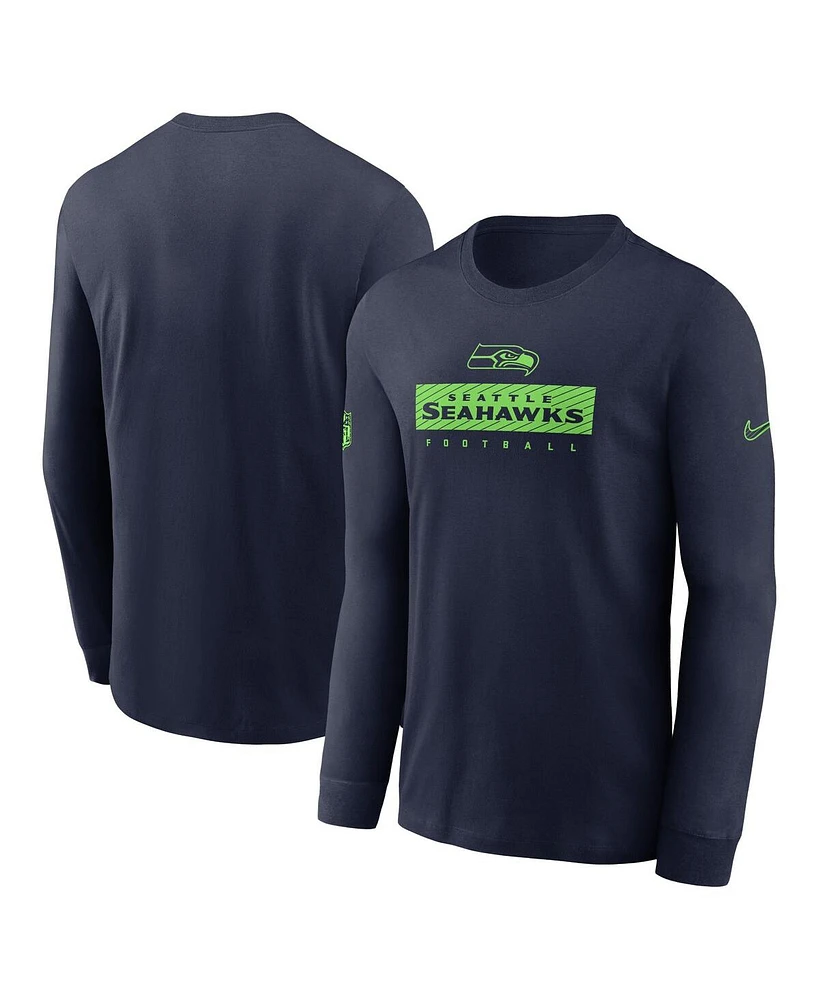 Nike Men's College Navy Seattle Seahawks Sideline Performance Long Sleeve T-Shirt