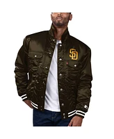 Levi's x Starter Men's Brown San Diego Padres Silver Tab Satin Full-Snap Trucker Jacket